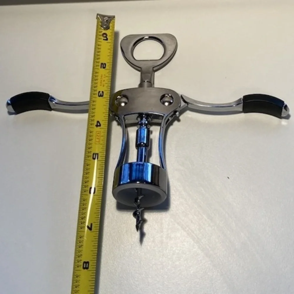 Bravigi Wing Corkscrew Wine Opener — chrome with ergonomic black non-slip‎ grips